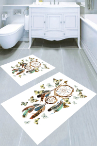 Kelebekli Rüya Kapanı Desenli 2li Banyo Paspası (50x60 cm - 60x100 cm) - Thumbnail