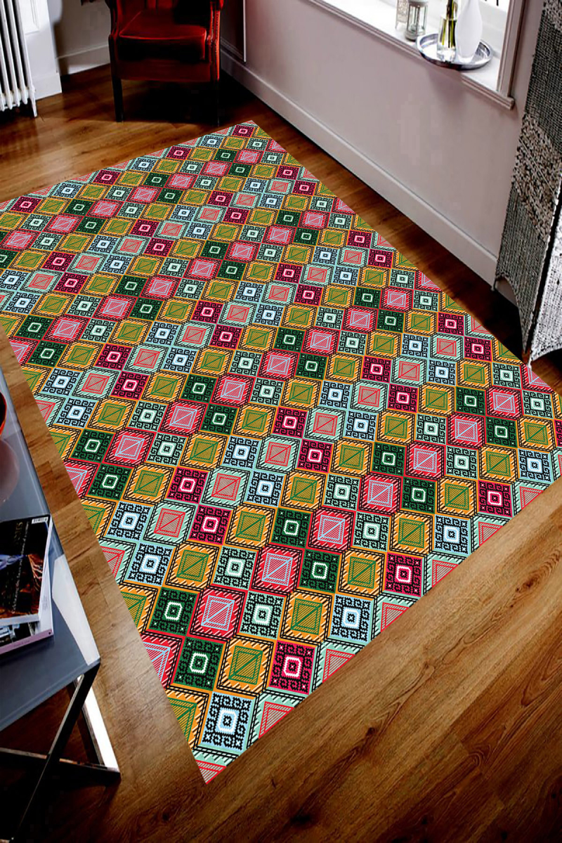 Kilim Tarzında Dijital Baskılı Halı Örtüsü HRC1686