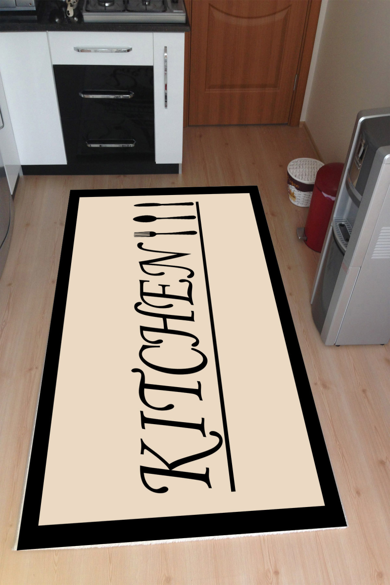 Kitchen Yazılı Desenli Dijital Baskılı Halı Örtüsü HRC1474