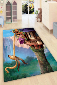 Kızgın Rapunzel Dijital Baskılı Halı - 1