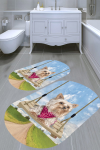 Köpek Tasarımlı 2'li Banyo Paspası (50x60 cm - 60x100 cm) - Thumbnail