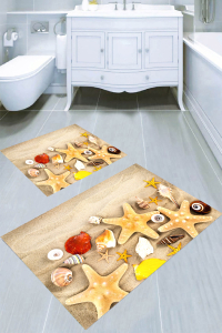 Kumsaldaki Yıldızlar Desenli 2li Banyo Paspası (50x60 cm - 60x100 cm) - 3