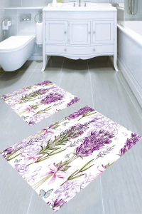 Lavanta Bahçesi Desenli 2&prime;li Banyo Paspası (50x60 cm - 60x100 cm) - 4