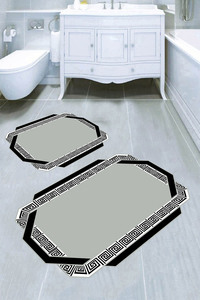 Lazer Kesim Çengel Desenli 2li Banyo Paspası (50x60 cm - 60x100 cm) - 1