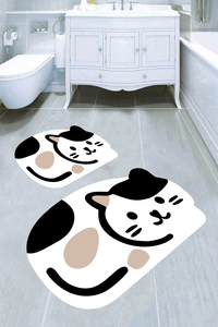 Lazer Kesim Kedi Desenli 2li Banyo Paspası (50x60 cm - 60x100 cm) - 1