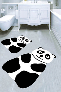 Lazer Kesim Panda Desenli 2li Banyo Paspası (50x60 cm - 60x100 cm) - 3