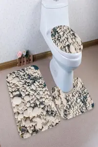 Leke Tutmaz Yıkanabilir Kaymaz Dot Taban 3'lü Klozet Takımı Mnkz6001 - 1