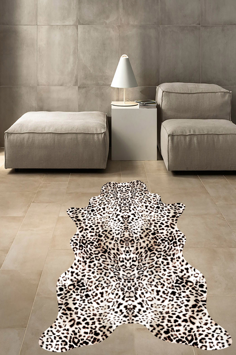Leoparlı Post Desenli Dijital Baskılı Halı