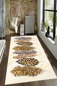 Leoparlı Yaprak Desenli Dijital Baskılı Halı - 1