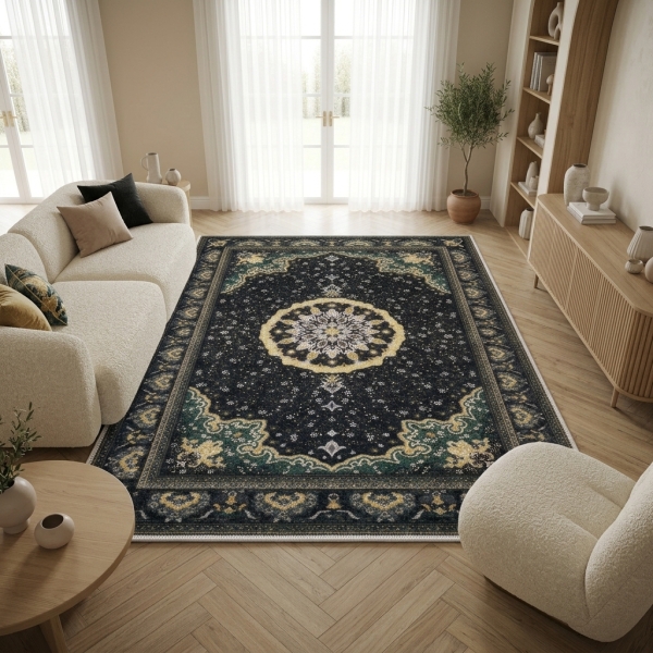 Makinede Yıkanabilir Kaymaz Taban Leke Tutmaz Salon ve Yolluk Halısı - resmiro