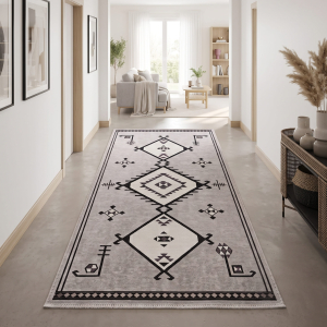 Makinede Yıkanabilir Kaymaz Taban Leke Tutmaz Salon ve Yolluk Halısı - 4