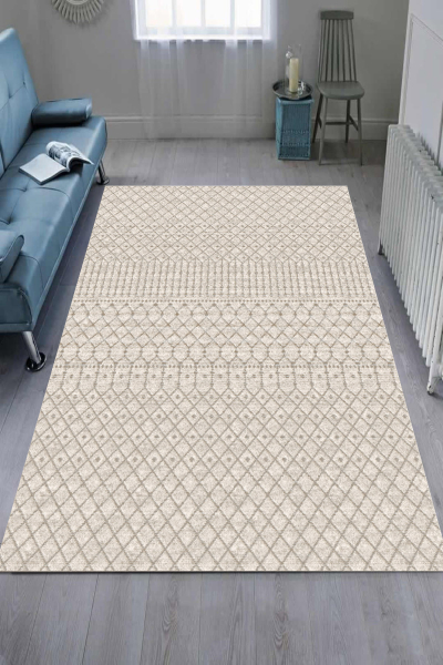 Makinede Yıkanabilir Kaymaz Taban Leke Tutmaz Etnik Desenli Salon ve Yolluk Halısı - resmiro