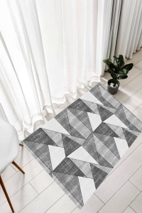 Makinede Yıkanabilir Kaymaz Taban Leke Tutmaz Çizgili Salon ve Yolluk Halısı - 1