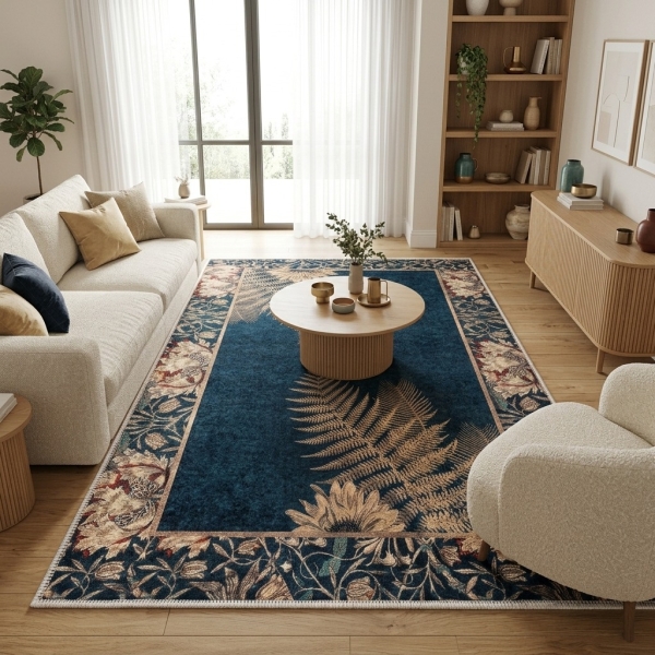 Makinede Yıkanabilir Kaymaz Taban Leke Tutmaz Salon ve Yolluk HalısI - resmiro