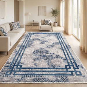 Makinede Yıkanabilir Kaymaz Taban Leke Tutmaz Salon ve Yolluk Halısı - 1
