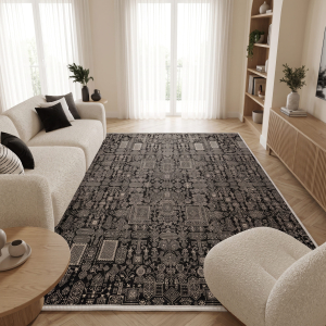 Makinede Yıkanabilir Kaymaz Taban Leke Tutmaz Salon ve Yolluk Halısı - 5