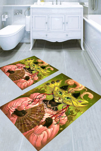 Maskeli Kedi Desenli 2li Banyo Paspası (50x60 cm - 60x100 cm) - 1