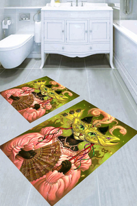 Maskeli Kedi Desenli 2li Banyo Paspası (50x60 cm - 60x100 cm) - 3
