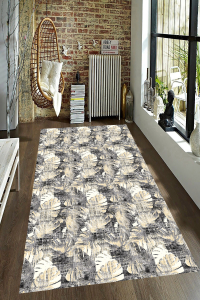 Mat Yaprak Desenli Dijital Baskılı Halı - 1