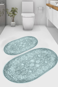 Mavi Düşler Tasarımlı 2'li Banyo Paspası (50x60 cm - 60x100 cm) - Thumbnail