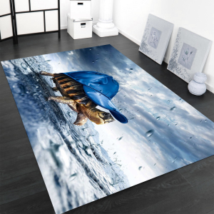 Mavi Kaplumbağa Desenli Dijital Baskılı Halı Örtüsü HRC527 - 1