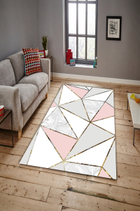 Mermer Efektli Geometrik Desen Dijital Baskılı Halı - 1