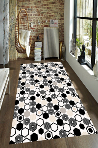 Metraj Geometrik Çizim Desenli Dijital Baskılı Halı - 1