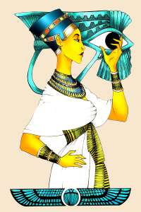 Mısırlı Kadın Tasarımlı Dijital Baskılı Halı - Thumbnail