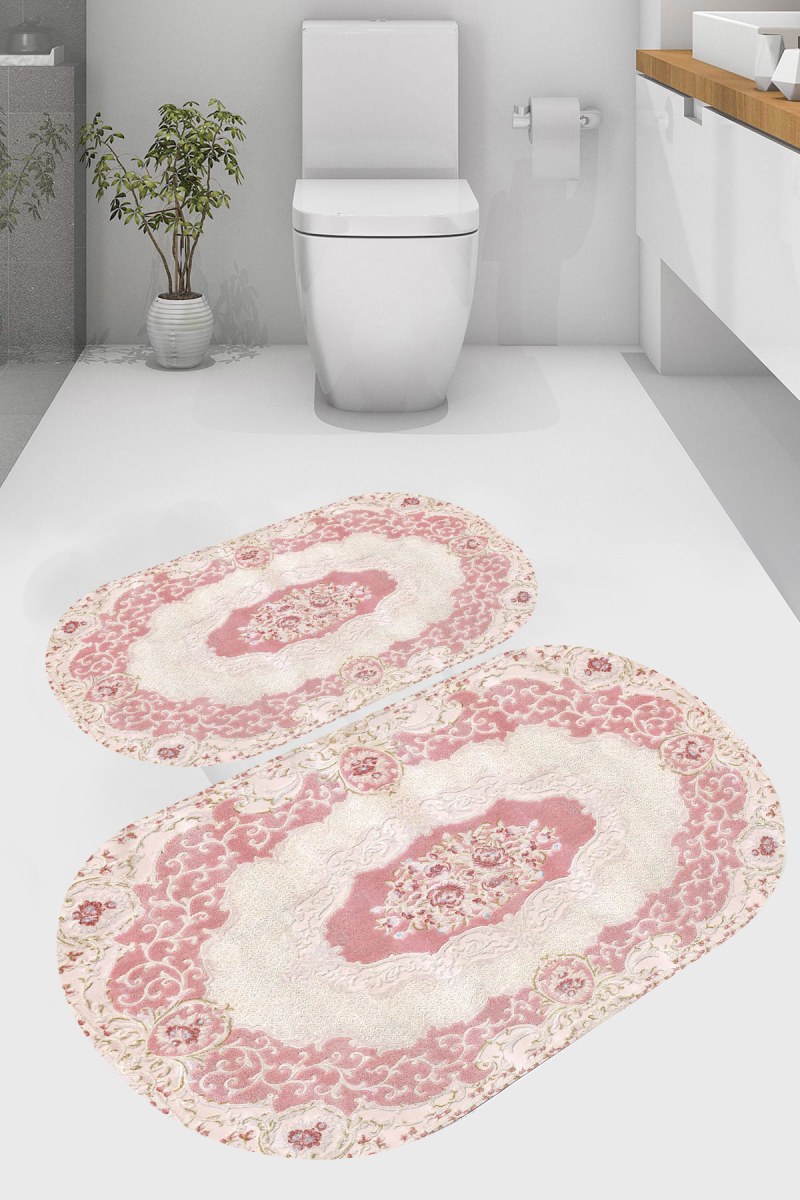 Modern Motifli 2'li Banyo Paspası (50x60 cm - 60x100 cm)