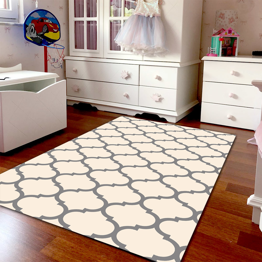 MODERN SİMETRİK DESENLİ DİJİTAL BASKILI HALI Örtüsü HRC75