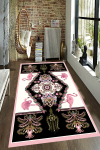 Modernize Osmanlı Motifli ve Flamingo Desenli Dijital Baskılı Halı - 1