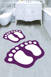 Mor Ayaklar Desenli 2li Banyo Paspası (50x60 cm - 60x100 cm) - 3
