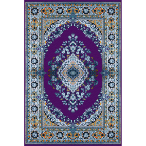 Mor Çiçek Desenli Dijital Baskılı Halı - 2