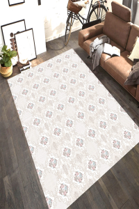 Motif Çerçeve Modern Çiçek Desenli Dijital Baskılı Halı - 1