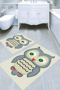 Örme Baykuş Desenli 2li Banyo Paspası (50x60 cm - 60x100 cm) - 3