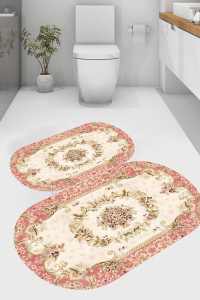 Otantik Motifli 2'li Banyo Paspası (50x60 cm - 60x100 cm) - 4
