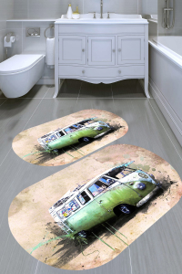 Otobüs Desenli 2'li Banyo Paspası (50x60 cm - 60x100 cm) - 4