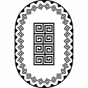 Oval Geometrik Desenli Dijital Baskılı Halı Örtüsü HRC395 - 2