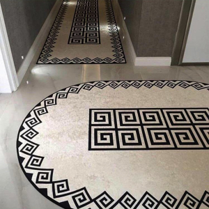 Oval Geometrik Desenli Dijital Baskılı Halı - 1
