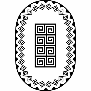 Oval Geometrik Desenli Dijital Baskılı Halı - 2