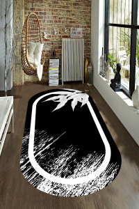 Oval Şerit Detaylı Özel Tasarımlı Dijital Baskılı Halı - 1