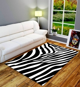 Özel Çizim Zebra Desenli Dijital Baskılı Halı - 3
