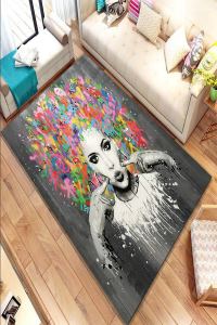 Özel Portre Çizim Ve Grafiti Çalışması Dijital Baskılı Halı - 1