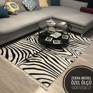 Özel Zebra Desenli Dijital Baskılı Halı - Thumbnail