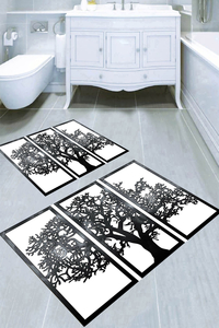 Parçalı Ağaç Tablo Desenli 2li Banyo Paspası (50x60 cm - 60x100 cm) - 1