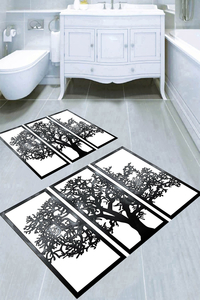 Parçalı Ağaç Tablo Desenli 2li Banyo Paspası (50x60 cm - 60x100 cm) - 3