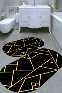 Parçalı Çizgi Desenli 2'li Banyo Paspası (50x60 cm - 60x100 cm) - 5