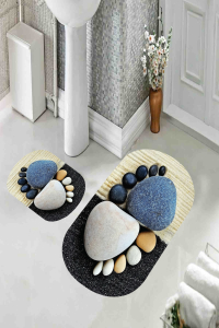 Parmak Desenli 2'li Banyo Paspası (50x60 cm - 60x100 cm) - 5