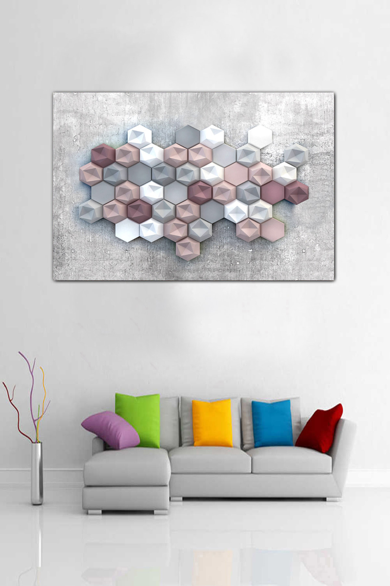 Pastel Geometrik Şekilli Dijital Baskılı Kanvas Tablo