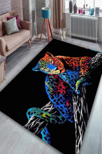 Pastel Renkler Leopar Dijital Baskılı Halı - 1